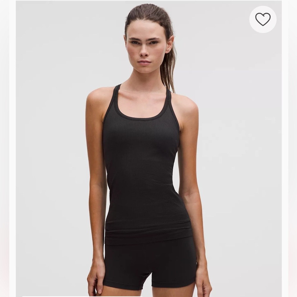 Lululemon Ebb to Street Built-in Bra Racerback Ribbed Tank - Dark Grey/Black - 6